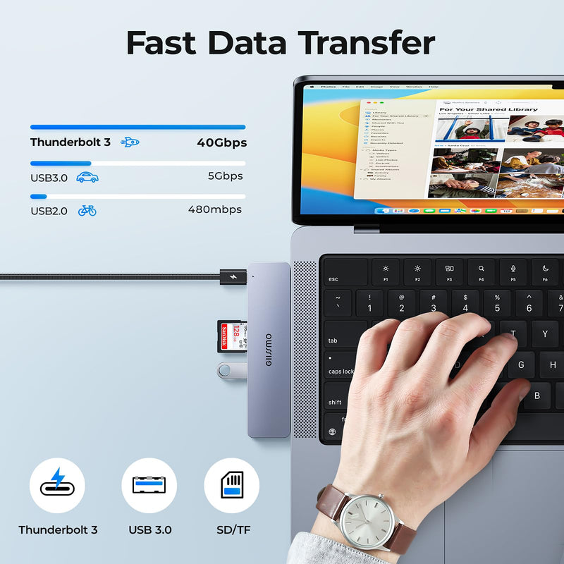 USB C Adapter HDMI Hub for MacBook Pro/Air M1 M2 M3 2024 2023 13" 15" 16",Mac USB Adapter 7-in-2, MacBook Accessories with HDMI, USB C and 3 USB A 3.0 Data Ports, SD&microSD Card Reader 4704（HDMI）