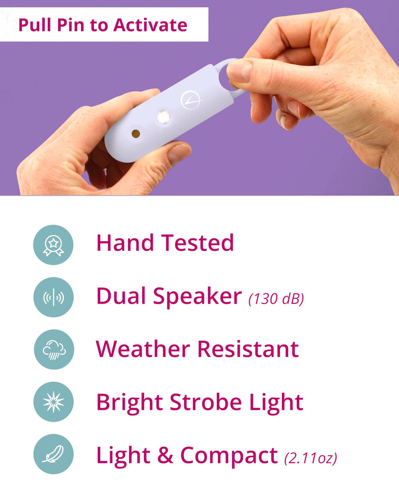 Vantamo Personal Alarm for Women - Extra Loud Double Speakers, First with Low Battery Notice with Strobe Light, Rechargeable - Safety Alarm Keychain Cream Lilac