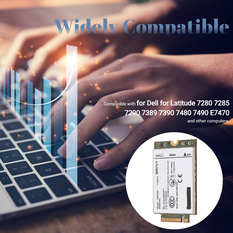 4G LTE Network Card, UMTS HSDPA HSPA+ LTE Computer Network Module M.2 Interface, 300Mbps Plug and Play, for for 7280 7285 7290 7389 7390 7480 7490 E7470