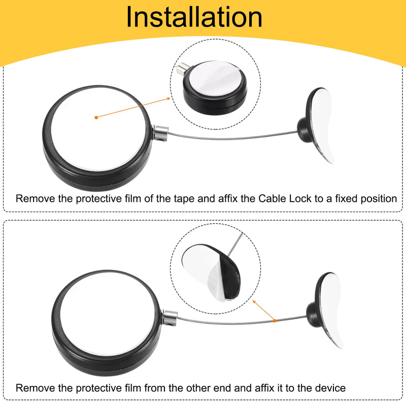 MECCANIXITY 3.3ft Retractable Cable Lock with Arc Patch Remote Control Security Lock with Adjustable Cord Tether Anti Theft for Laptop, TV, 150 G, Black