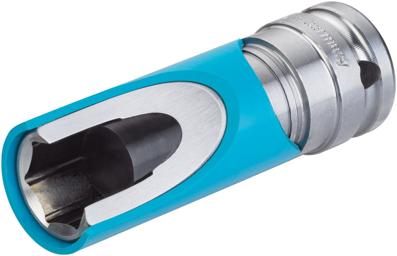 HAZET Socket 903SLG-17, 1/2 Inch Square Drive, 17mm Wrench Size, With Plastic Sleeve, Supports Gentle Wheel Fitting, Especially for Tires with Aluminium Rims