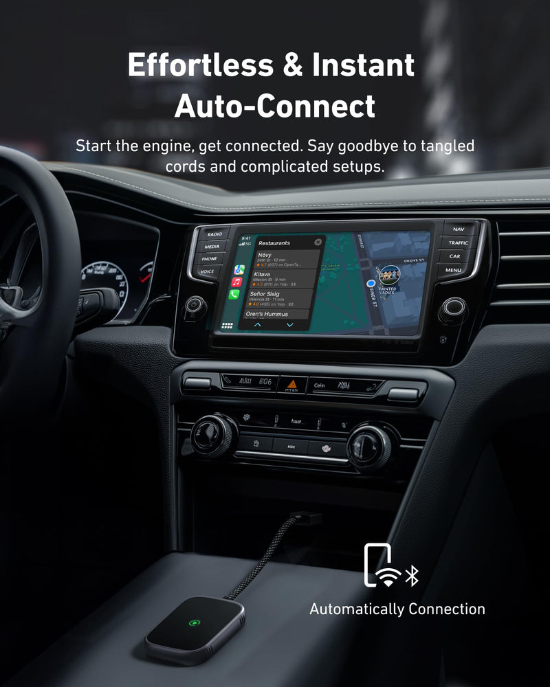 Wireless Carplay Adapter, 2 in 1 CarPlay Wireless Adapter & Android Auto Wireless Adapter, 2024 Upgraded Auto-Connect & Low Latency Wireless Car Play Dongle for Apple iPhone IOS10+ & Android 10+