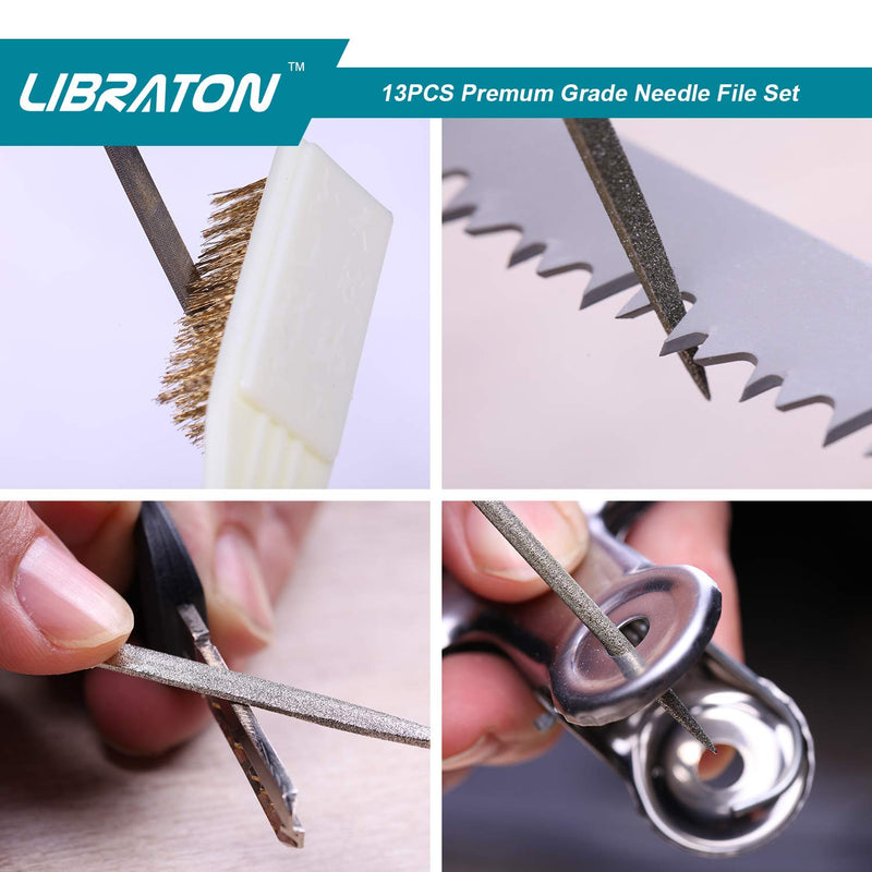 LIBRATON needle files, file set, key files, diamond files 13 pieces, wood and metal, mini file set, for workshop, DIY 13 pieces