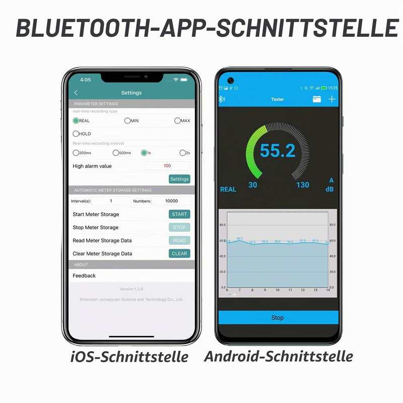 Sound Level Meter, Digital Sound Level Meter with Bluetooth Enabled Decibel Meter 30~130dBA Range MAX/MIN Data Hold with LCD Display and Backlight for Home, School Bluetooth sound level meter