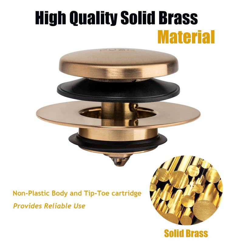 Champagne Bronze Universal Tub Drain Tip Toe Tub Conversion Kit Assembly, Artiwell EZ Installation Bathtub Drain Replacement Trim Kit with 1-Hole Overflow Face Plate and Pop-Up Tub Stopper Champagne Bronze