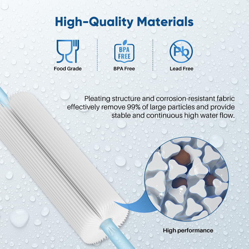 PUREPLUS 20 Micron 10" x 4.5" Whole House Pleated Sediment Filter for Well Water, Replacement Cartridge for GE FXHSC, Culligan R50-BBSA, Pentek R50-BB, DuPont WFHDC3001, W50PEHD, GXWH40L, 2Pack 2 Count (Pack of 1)