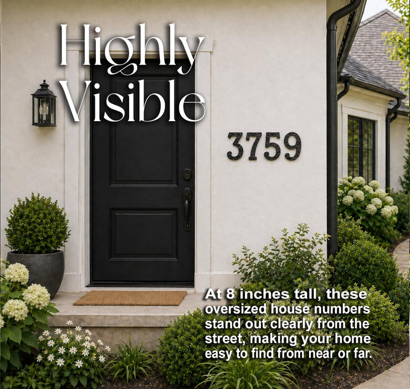 NACH House Numbers for Outside, 8 inch Black Address Numbers for House - Number 1 - Rustic Numbers for Outside with Mounting Hardware