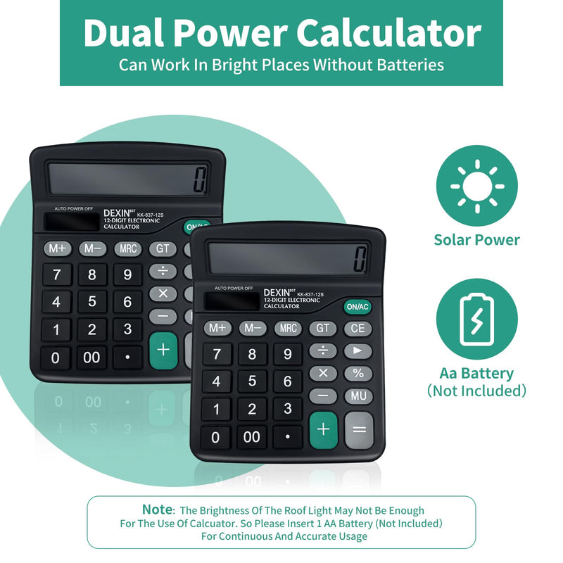8pcs Solar Calculators Desktop Big Button Basic for Students Office Hand Held Calculator Simple 12 Digit Large Display 4 Function Calculators for Students
