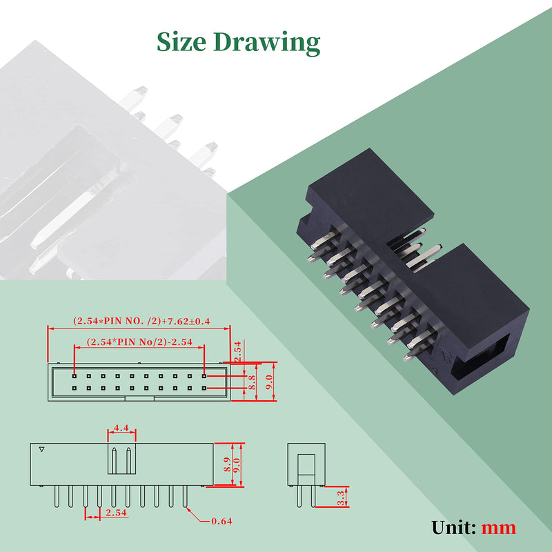 Pzsmocn Pack of 20 IDC 2 x 7 Double Row 14 Pin Box Connector Male Socket Terminals 2.54mm Pitch, JTAG ISP 14 Pin Straight Insert Adapter Socket Terminals for PCB Electronics Projects. 14-Pin 2.54mm Male Socket Terminals