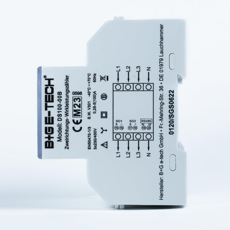 Electricity meter [DS100] 3 phase bi-directional three-phase current meter for DIN rail with RS485 Modbus-RTU, DLT654, S0 pulse or DI signal input | DS100-00B (with 2x S0 and RS485) DS100-00B (with 2x S0 and RS485)