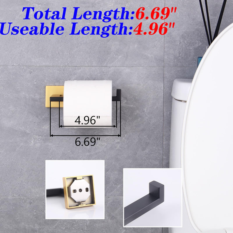 GERZWY Bathroom 2-Piece Hardware Accessories Toilet Paper Holder and Towel Ring Wall Mounted (Black & Gold) IG1856-2BD Black & Gold