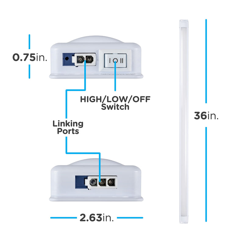 Enbrighten Premium Linkable Under Cabinet Fixture, 36in, LED, Linkable, 1220 Lumens, 3000K Warm White, 38847-T1 36 Inch