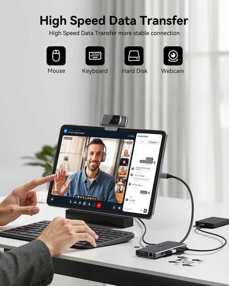 ZMUIPNG USB C Docking Station Dual Monitor 15 in 1 Laptop Docking Station Triple Display USB C Hub Multiple Adapter Dongle with 4K HDMI+VGA+USB Port+Button+PD+Ethernet for Dell HP Thinkpad Surface Grey 15 IN 1 Docking Station