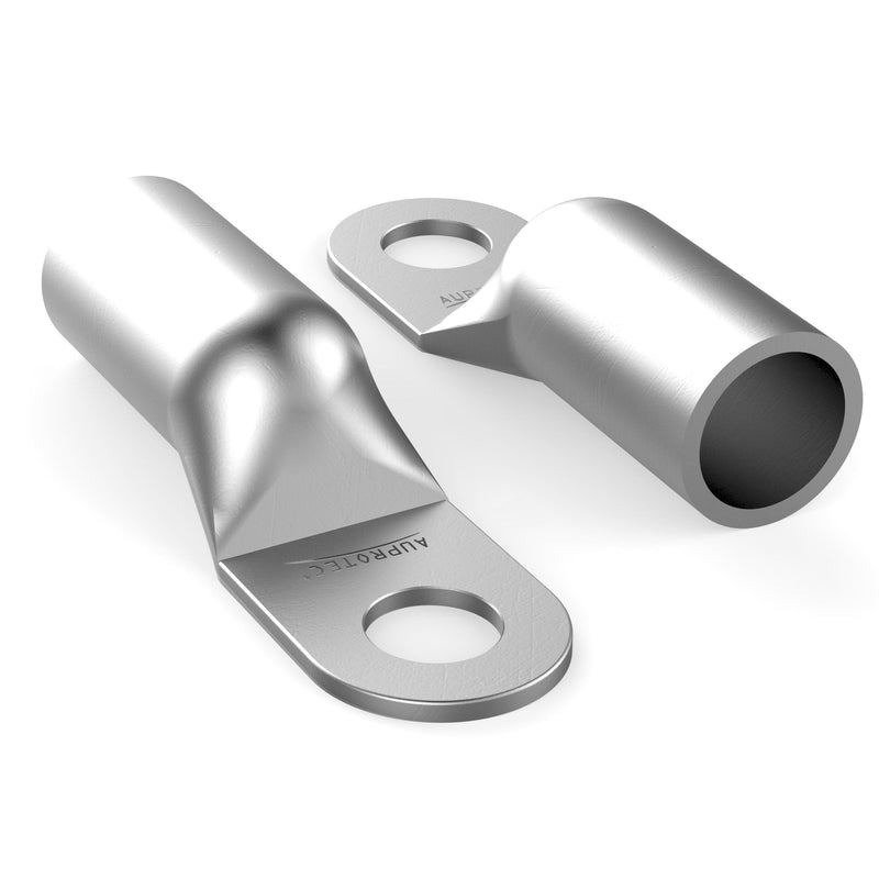 AUPROTEC 10x tubular cable lugs 10 mm² hole diameter M8 uninsulated SC cable connectors made of tin-plated copper, pack of 10