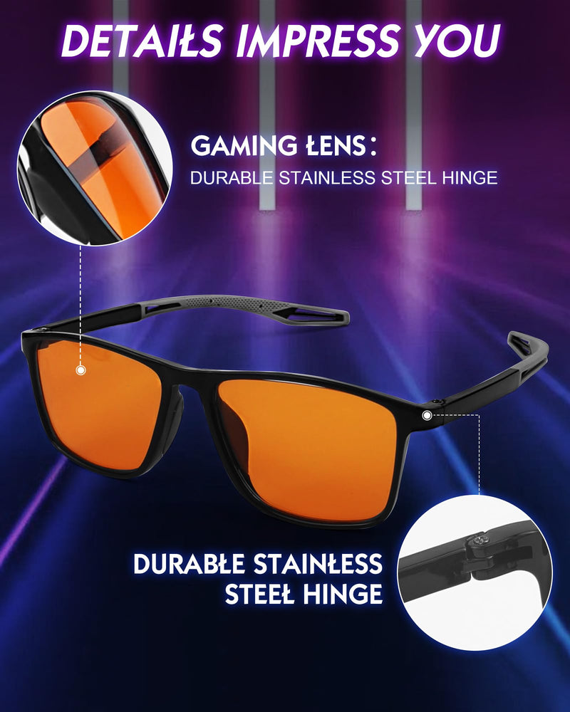Blue Light Blocking Glasses Gaming- Filtering Computer Gaming Screen/TV/Phone UV Blue Ray Black Dark-orange