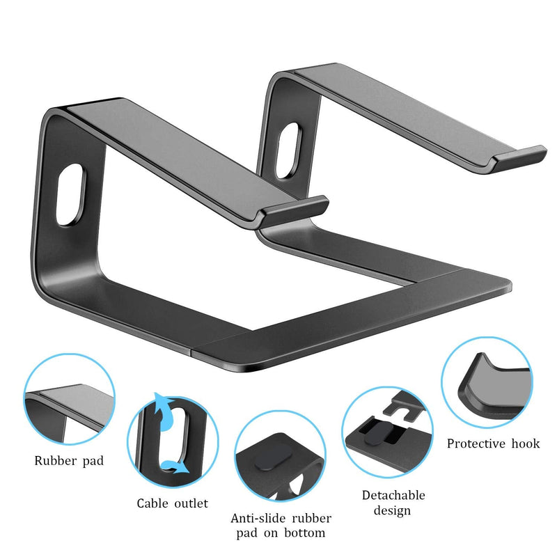 Orionstar Laptop Stand Portable Aluminum Laptop Riser Compatible with Mac MacBook Air Pro 10 to 15.6 Inch Notebook Computer, Detachable Ergonomic Elevator Holder, Black A-black