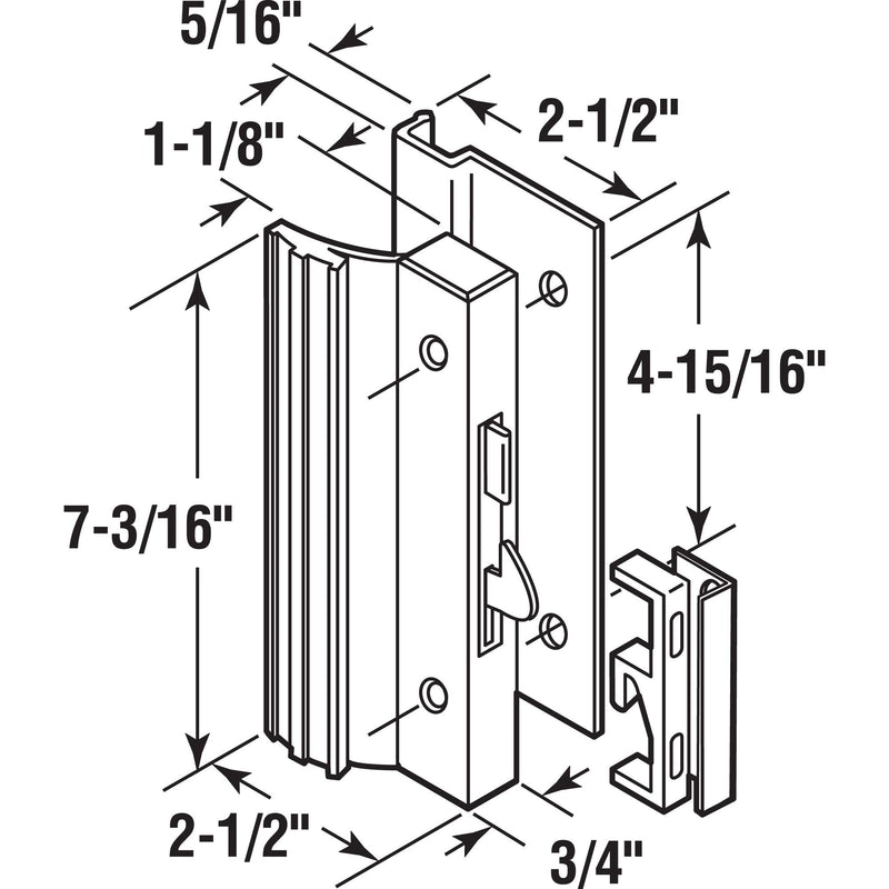Prime-Line C 1203 Diecast White Finish, Sliding Patio Door Surface Mount Handle (Single Pack)