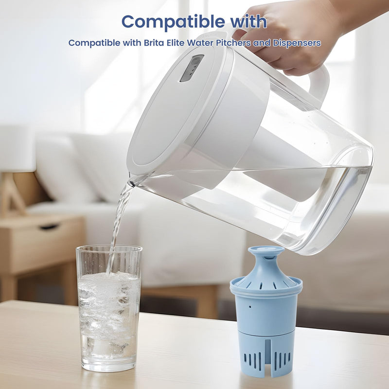 Elite Water Filter Replacement Compatible with All Brita Elite Pitchers and Dispensers, Everyday, UltraMax, Metro+, XL and More, Lasts 6 Months or 120 Gallons, 4 Count