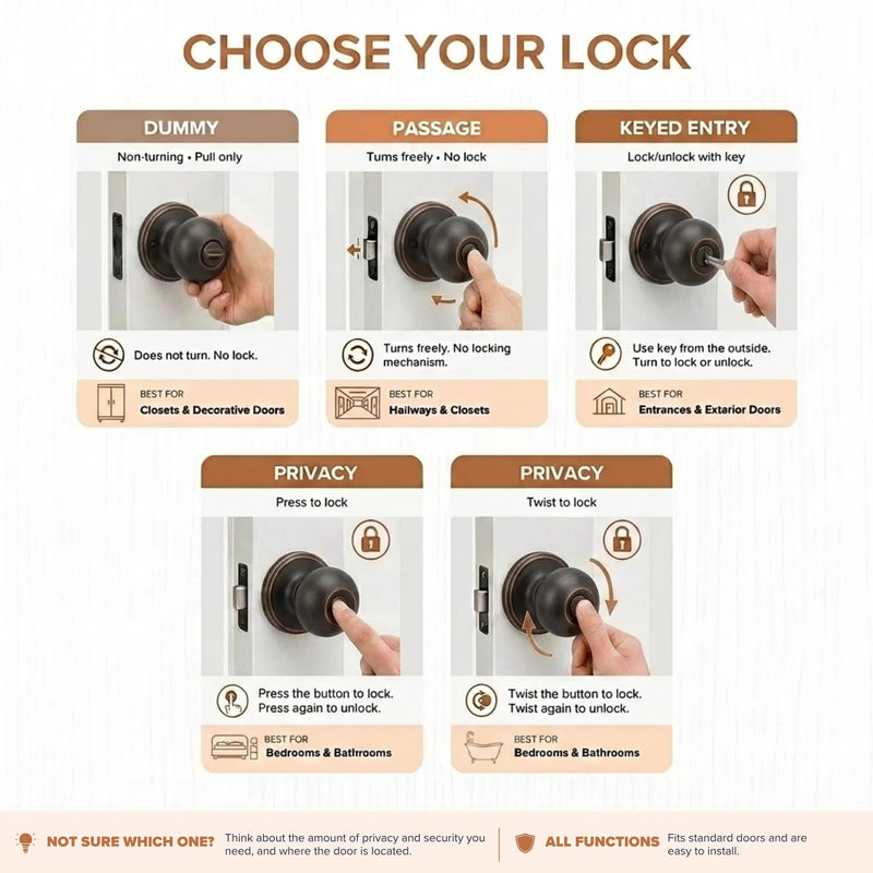 Copper Creek Colonial Entry Door Knob – Keyed Entry Handle with Lock and Key, ANSI Grade-3 Certified, DIY-Friendly Install for Interior and Exterior Entrance Doors – Tuscan Bronze (1 Pack) 1 Pack