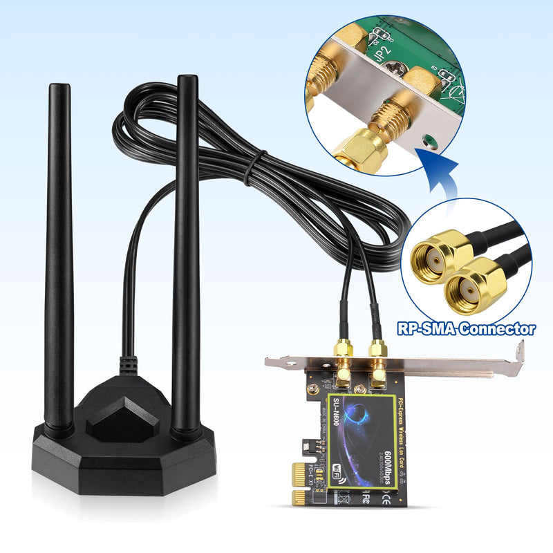 Eightwood Dual Band WiFi Antenna 2.4GHz 5GHz RP-SMA WiFi Antennae with 6.5ft Extension Cable for PC Desktop Computer PCI PCIe WiFi Bluetooth Card Wireless Network Router 8dbi wifi antenna