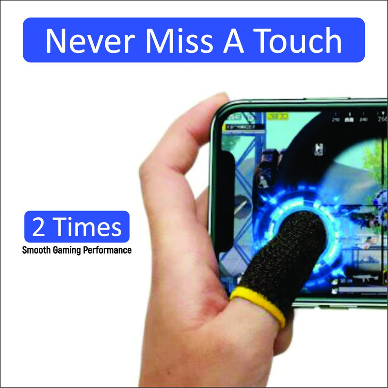 GENDA PUBG Mobile Phone Finger Sleeves for Gaming | Anti-Sweat Breathable Finger Sleeve Gloves for Gaming | Thumb Sleeves Mobile Gaming | Gamer Gloves | Pack of 10 (Yellow) (D-Blue) D-BLUE