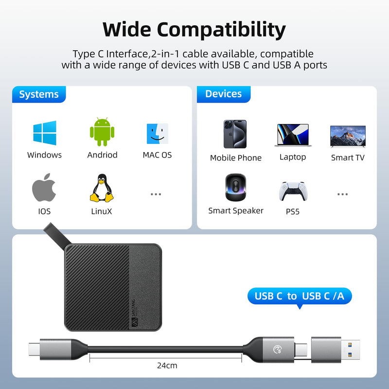 SAN ZANG MASTER Portable SSD 1 TB, External Solid State Drive, Up to 560MB/s, Durable Storage for Photos, Games, Files