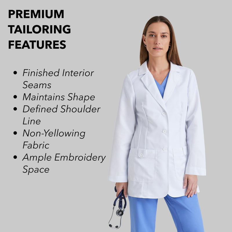Grey's Anatomy Women's 32 Inch Two Pocket Fitted Lab Coat Medium White
