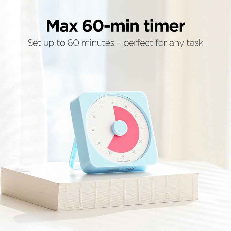 mooas Visual Timer for Kids & Adults, 60 Minute Analog Countdown Timer for Classroom School, Homeschooling, Silent Visual Timer for Study ADHD Pomodoro Time Management Battery Operated (Orange)