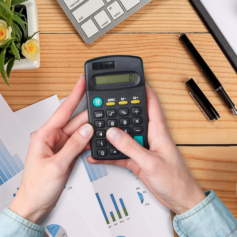 24 Pieces Pocket Calculator,Pocket Size Mini Calculators,Solar Battery Dual Power Function Calculator,8 Digit Display Basic Calculator for Students Kids Home Office(Black) Black 24Pcs