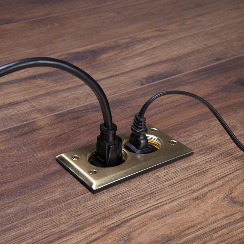 RACO 6500BR-5 Rectangular Metallic Floor Box Kit with Brass Finish Cover Plate, Electrical Outlet Cover with Plug Covers for Electrical Outlet, Brass