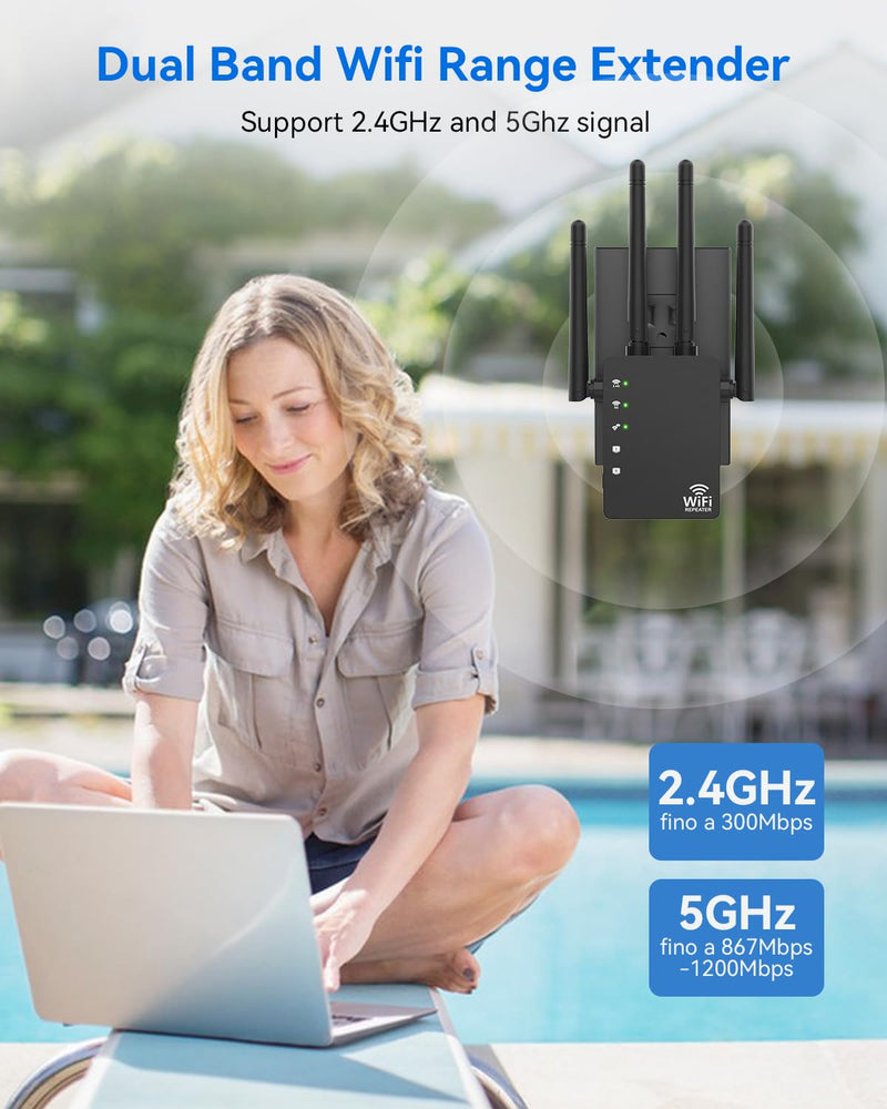 Dual Band 5GHz/2.4GHz WiFi Extender, WiFi Booster, WiFi Extender Signal Booster, Covers 12880 Sq.ft, Supports 105 Devices, Wireless Signal Booster for Home Black-04