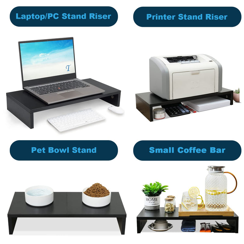 TEAMIX 2 Pack Black Monitor Stand Riser and 1 Pack 20 inch Black Monitor Stand Riser for Computer Desk Home Office Organization.