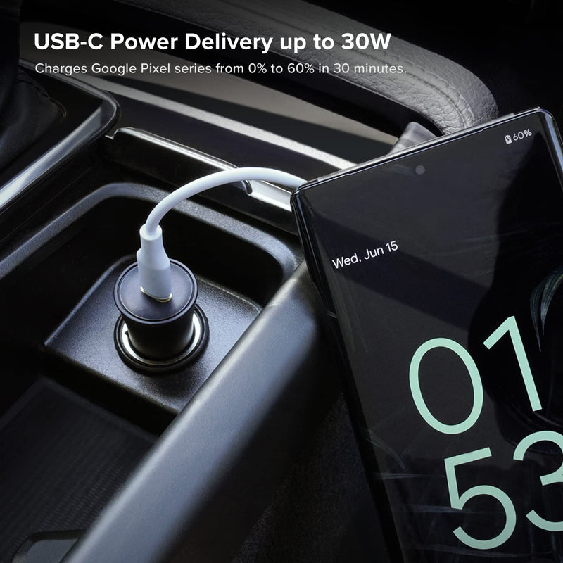 iOttie RapidVolt 30W Car Charger. Made for Google Type C High-Speed USB-C Phone Charger Power Adapter Compatible with Samsung & Apple Phones and Tablets 30 W for Google