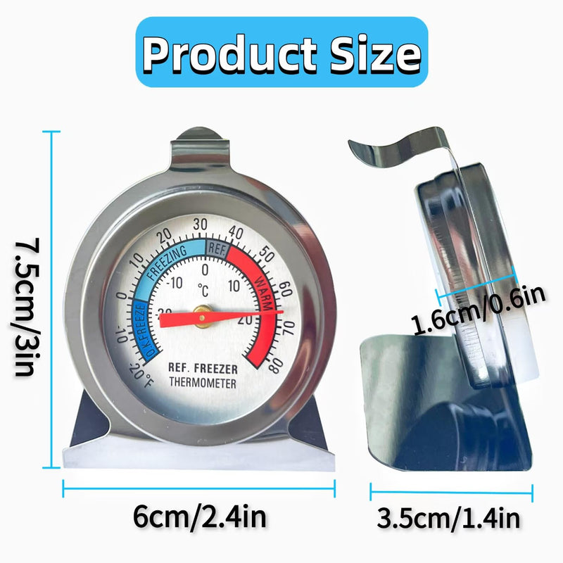 10 Pack Refrigerator Freezer Thermometer, Classic Series Stainless Steel Large Dial Thermometer for Refrigerator Fridge Freezer Cooler 10