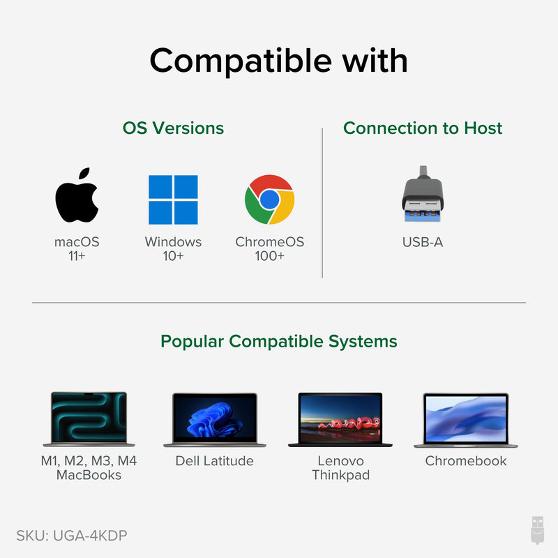 Plugable USB 3.0 to DisplayPort 4K DisplayLink Video Graphics Adapter for Multiple Monitors up to 3840x2160 Supports Windows, Mac, and ChromeOS