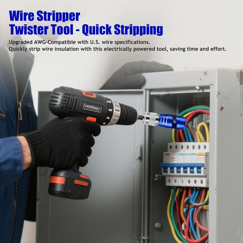 Wire Stripper Twister Tool for Drill,2025 Upgraded Wire Stripping Tool & Wire Twisting Connector for Cutters 6-14 AWG,8 In 1 Professional Electrician Twister Stripping with 70 PCS Wire Nut 5 PCS Blade