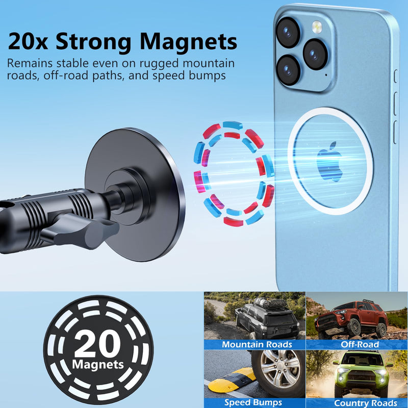 Metal Ultra Magnetic Phone Mount for Toyota 4Runner 2024 2023 2022 2021 2020-2010 5th Gen 4runner Accessories Dash Cell Phone Holder Adjustable Phone Stand Fit for All Smartphone for MagSafe 2010-2024 (Magnetic)