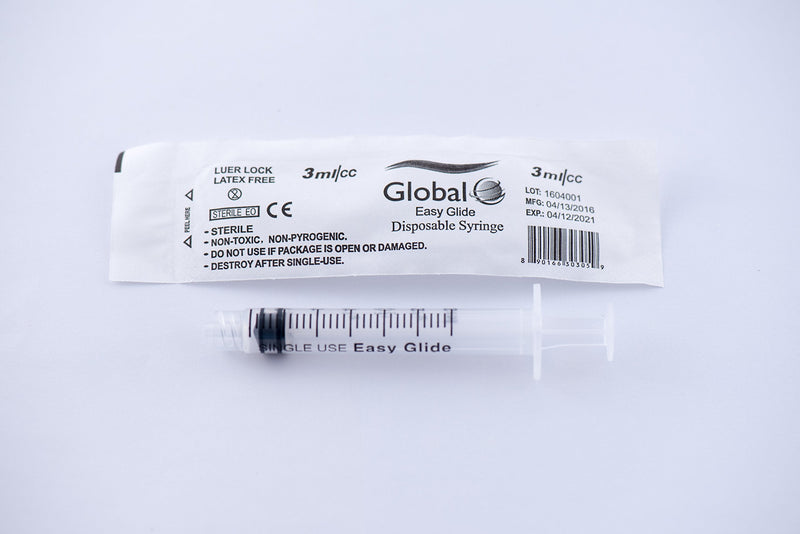 (Qty 200) EASY GLIDE 3cc Luer Lock Syringe (No Needle)