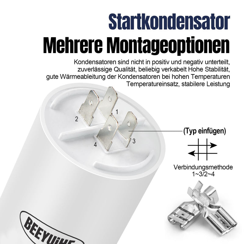 BEEYUIHF CBB60 motor capacitor 25µF 450V capacitor 50/60Hz starting capacitor 25UF motor running capacitor plug M8 for electric motor 45 x 95 mm 25µF / 25uF