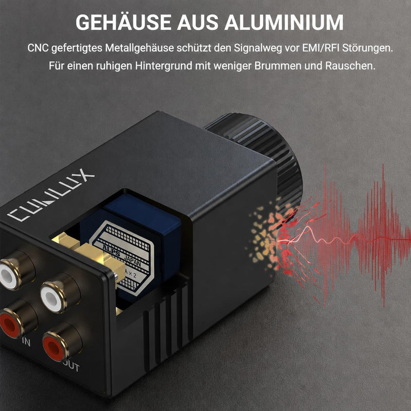 Cubilux High Precision RCA Volume Control, Passive In-Line RCA Bass Control, Desktop Preamp Audio Control for Active Speakers, Active Subwoofers and Studio Monitors