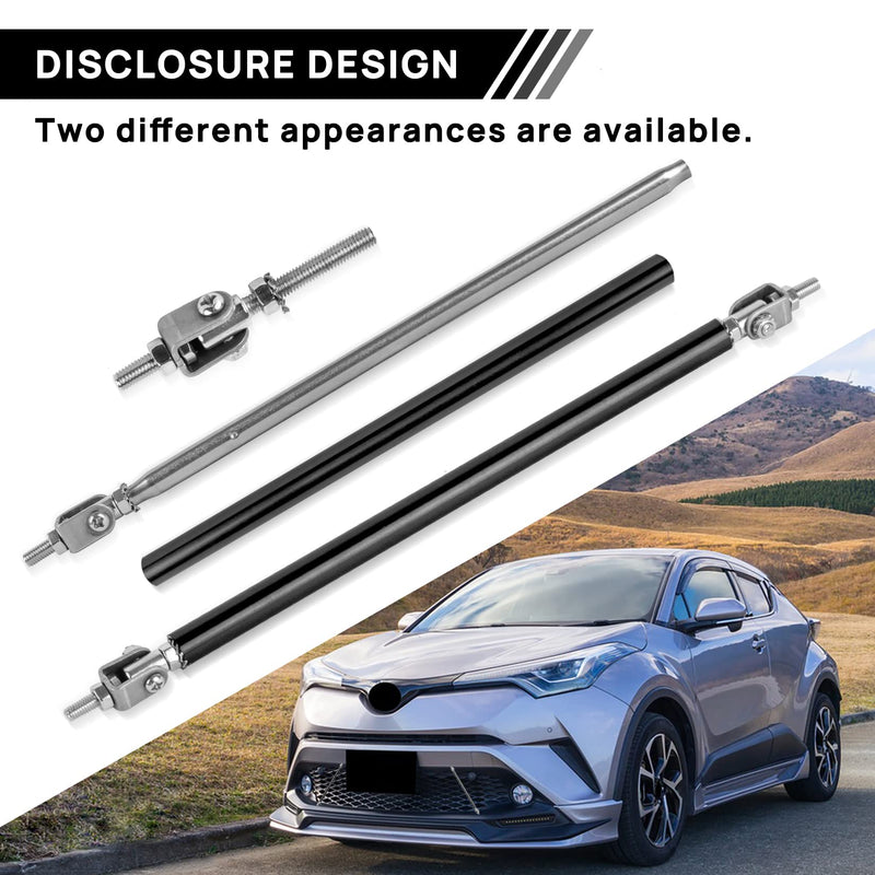 Splitter Support Rods, Universal Splitter Strut Rods 7.87'' Adjustable Front Lip Strut Rod Bumper Splitter 2pcs Bumper Lip Splitter Diffuser Strut Rod Tie Support Bars for Most Vehicles (Black)