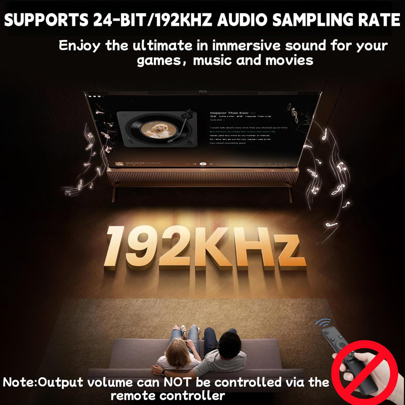 192KHz HDMI ARC to Optical Audio Converter 6FT,ARC to Optical Audio Extractor Cable,Plug & Play, AR C to O ptical Audio Adapte for HDTV to Soundbar,Amplifier-[No CEC]