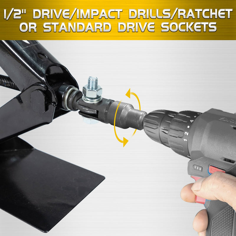 TONDA Scissor Jack Adapter for 1/2 Inch Impact Wrench or 13/16 Inch Lug Wrench, Scissor Jack Drill Adapter for Impact Drills Socket Automotive Jack RV Trailer Leveling Jack 1 PACK