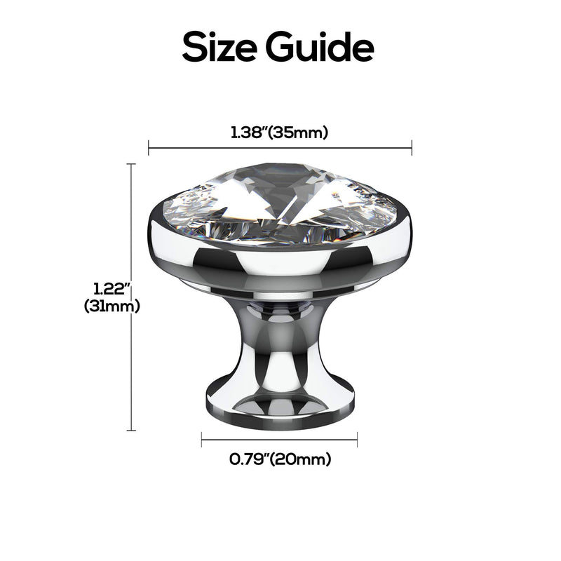 Alzassbg Clear Crystal Matte Black Cabinet Knobs 10 Pack, AL1011MB | 1.3 Inch Diameter, Crystal with Matte Black Base, Decorative Hardware Pulls, for Cabinets and Drawers Matt Black(Round)