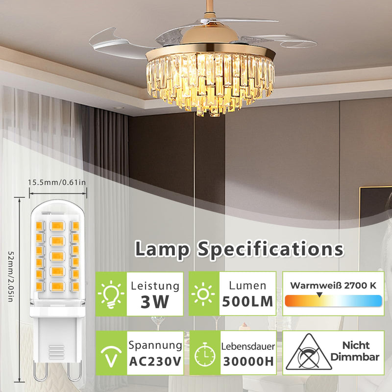 G9 LED Bulbs, 5 W Replacement for Halogen Lamp G9 40 W 33 W, AC 230 V G9 Mini Bulb, No Flickering 420 lm, Not Dimmable, Pack of 5 2700k Warm White 5 Pieces (Pack of 1)