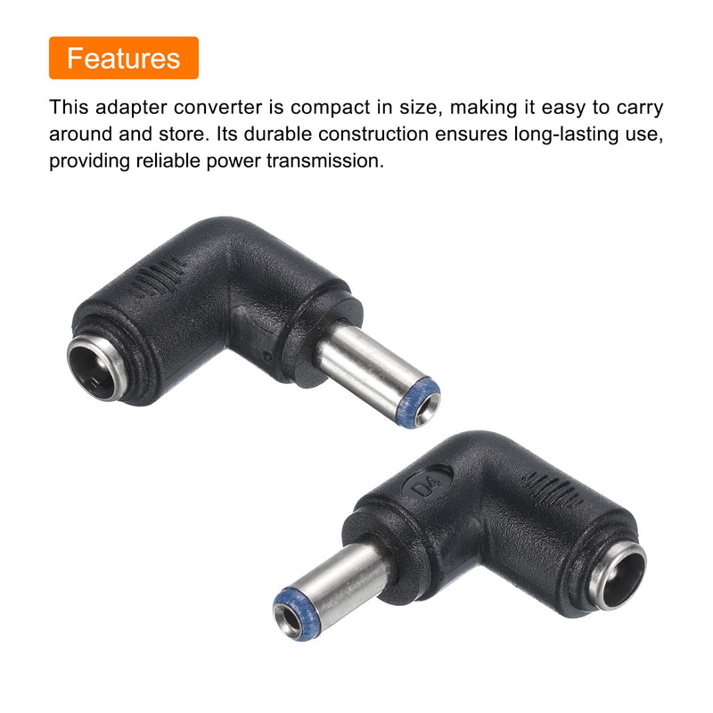 uxcell DC Power Connector Adapter, 2Pcs 90 Degree Angle 5.5mm x 2.1mm Female Jack to 5.5mm x 2.5mm Male Plug Coupler Converter
