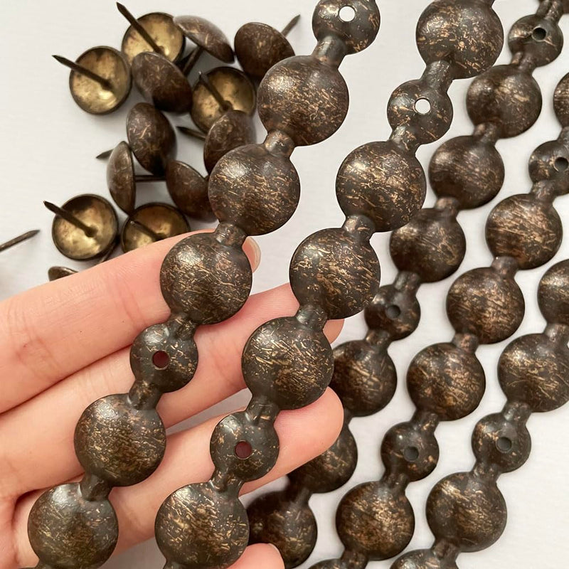 Let's Decorate 10 Meters D16mm Antique Upholstery Tacks Strips/Nailhead Trims,Decorative Nail Strips with Upholstery Tacks for Sofa Headboard Bench(L:16mm Antique) 16mm L:16mm Antique
