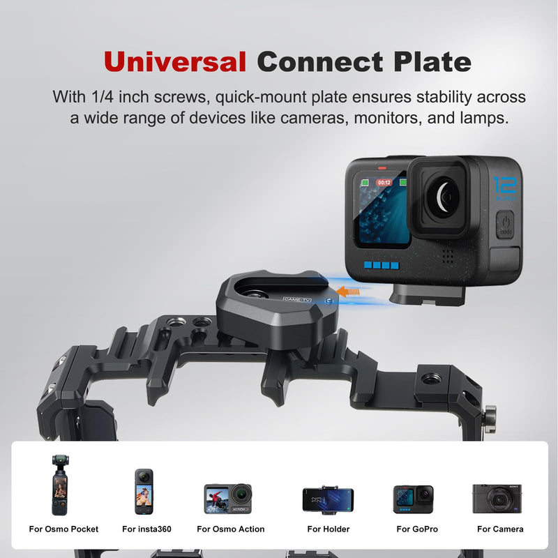 Came-TV Mini Quick Release Plate System with 1/4" Screw, Aluminum Quick Release Base Plate for Camera Tripod, Gimbal, Monopods, Video Monitors, Magic Arm, Flash Bracket, Camera Cages (61004)
