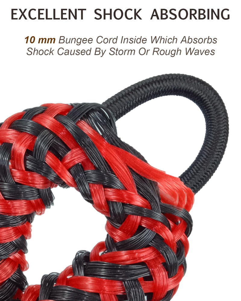 Bungee Boat Dock Line Mooring Rope Boat Accessories Docking Lines PWC Dockline for Boats Kayak, Jet Ski, Pontoon, Canoe, Power Boat WaveRunner, 4 Pack (Red&Black, 4-5.5) 4-5.5 feet Red&Black