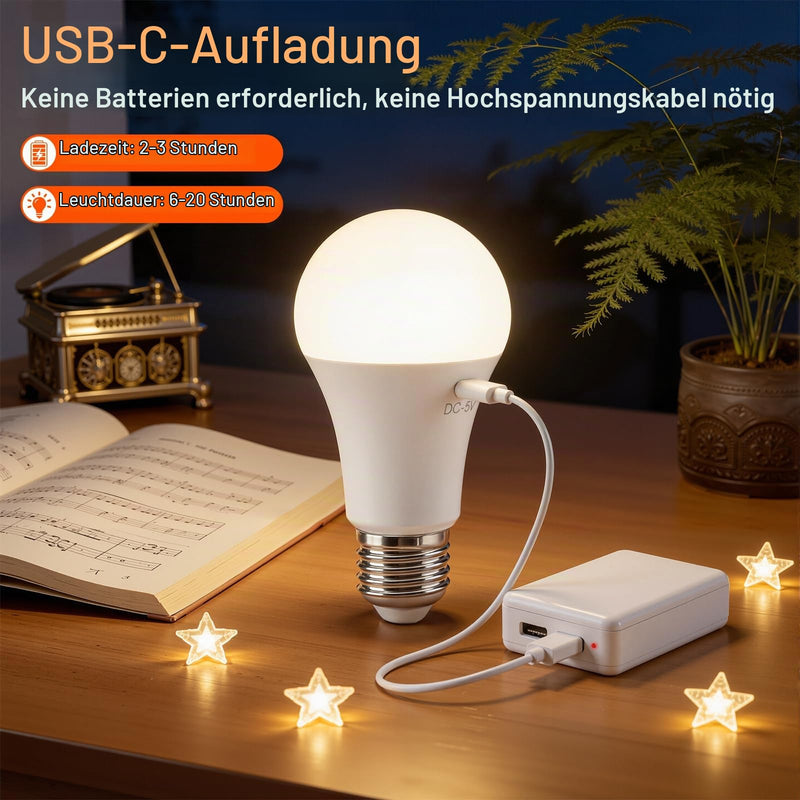 Ketom Pack of 4 Light Bulbs with Remote Control, E27, Rechargeable Bulb, Dimmable | Rechargeable light bulb with timer function, 3 colors, button control, 7W Wireless Decorative Lamp Bulb Emergency Light Camping 3 Colors, 4 Pieces